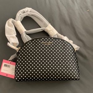 Kate Spade New York Spencer Metallic Dots Double Zip Crossbody Black